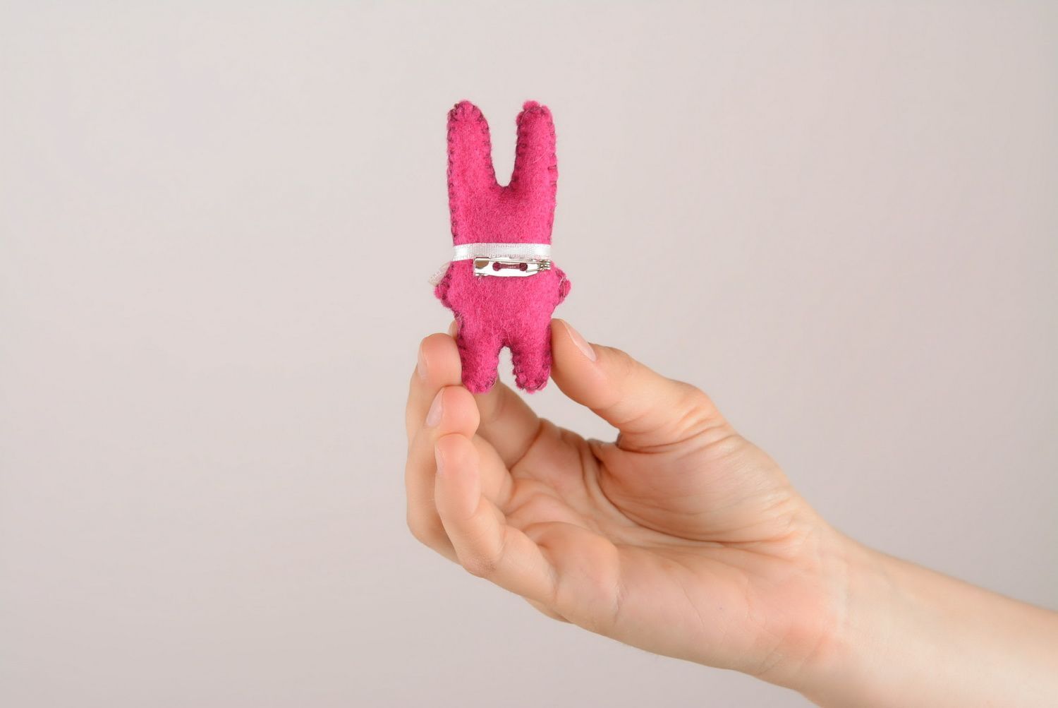 Brooch made of felt Pink Rabbit photo 5