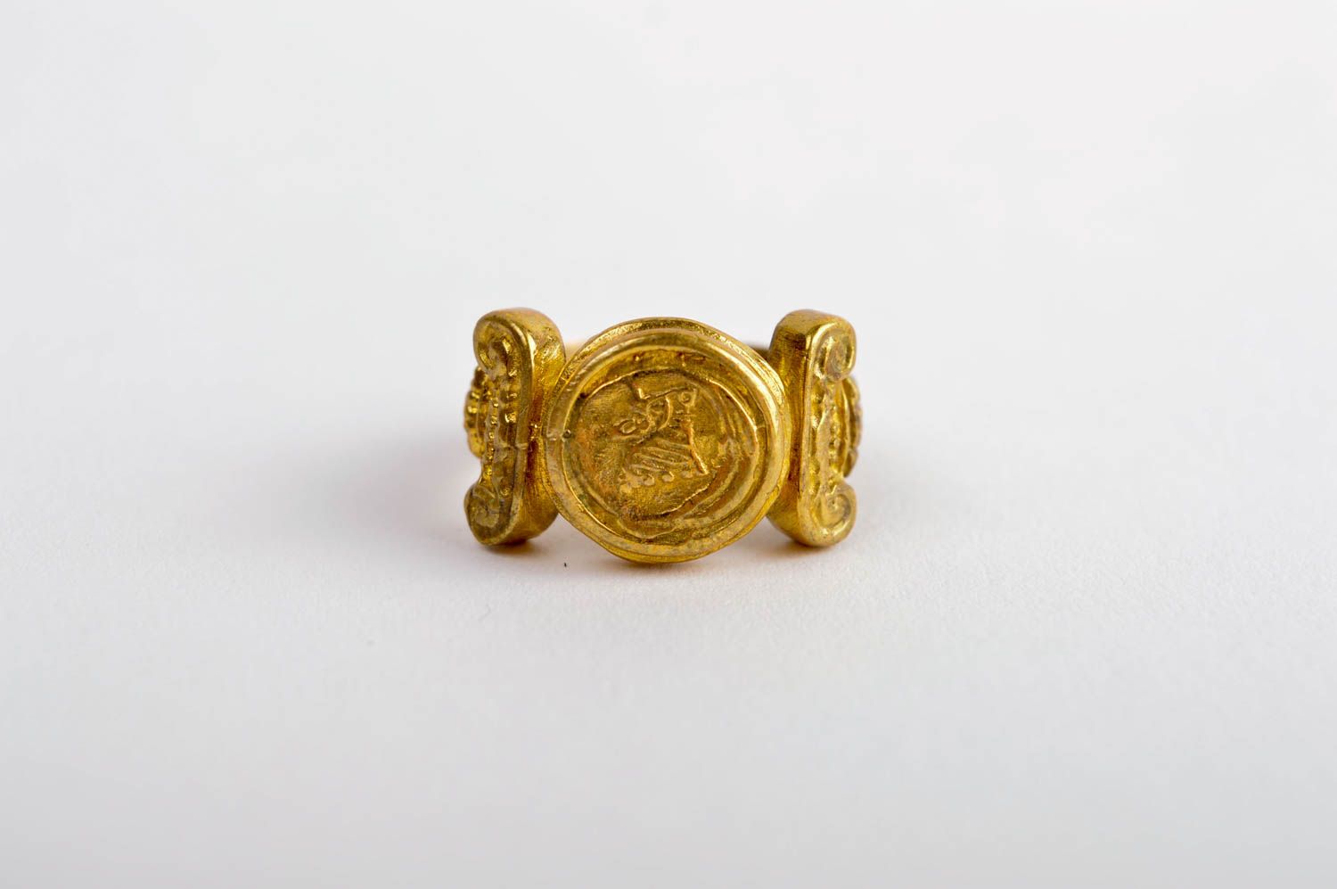 Unusual handmade metal ring stylish brass ring modern jewelry designs gift ideas photo 3