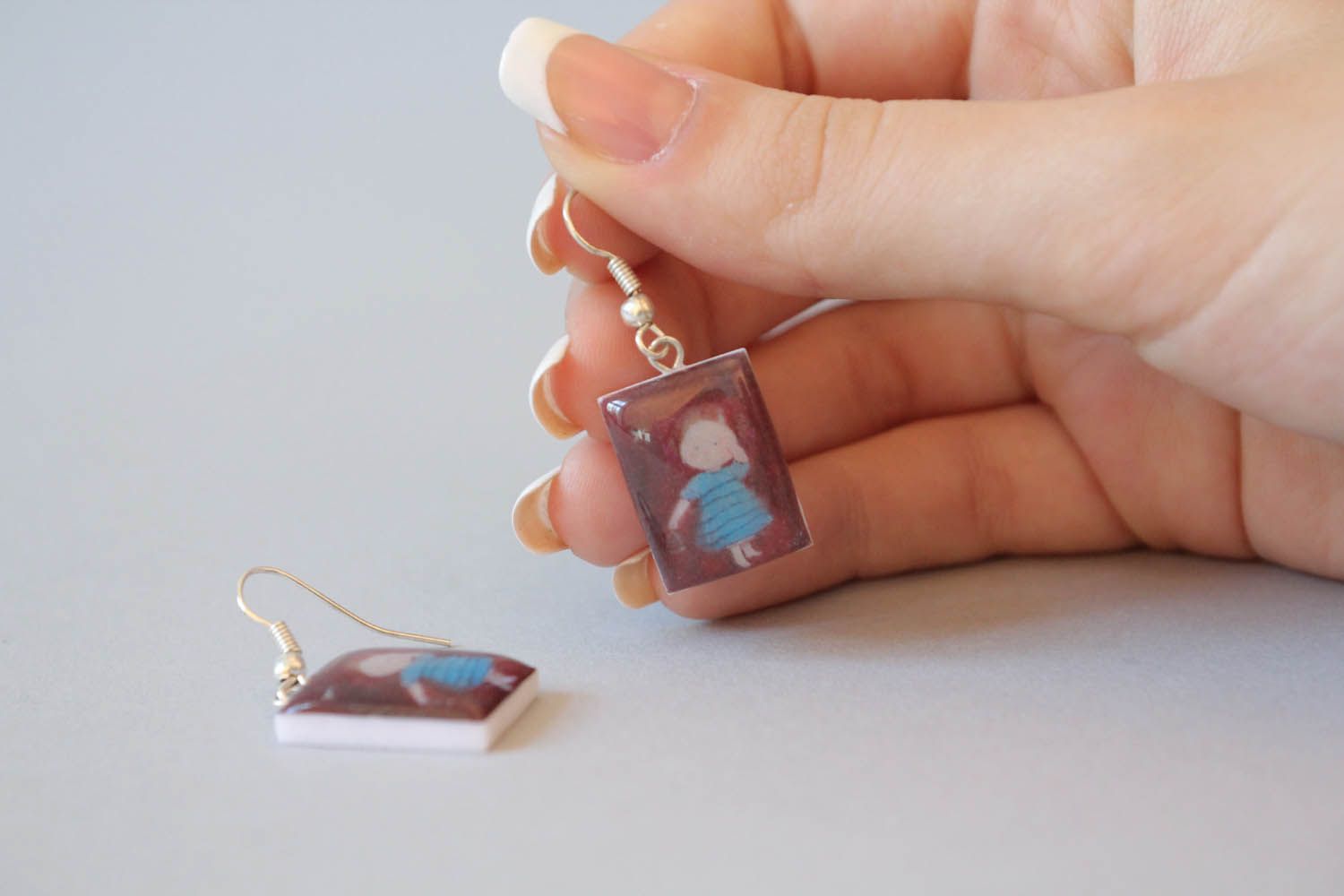 Polymer clay pendant earrings  photo 5