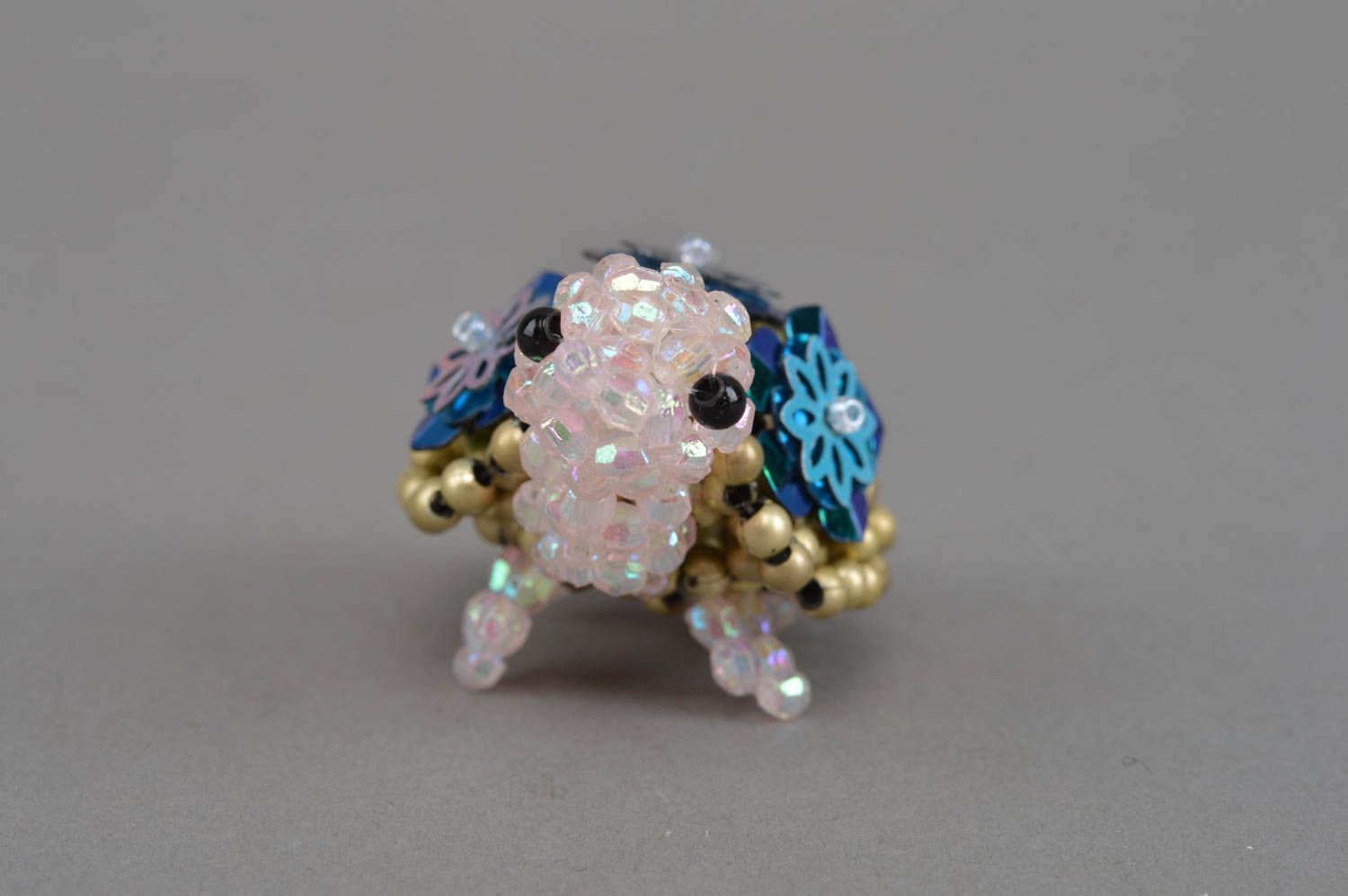 Mini Figurine aus Glasperlen Schildkröte klein schön hübsch handgefertigt grell foto 3