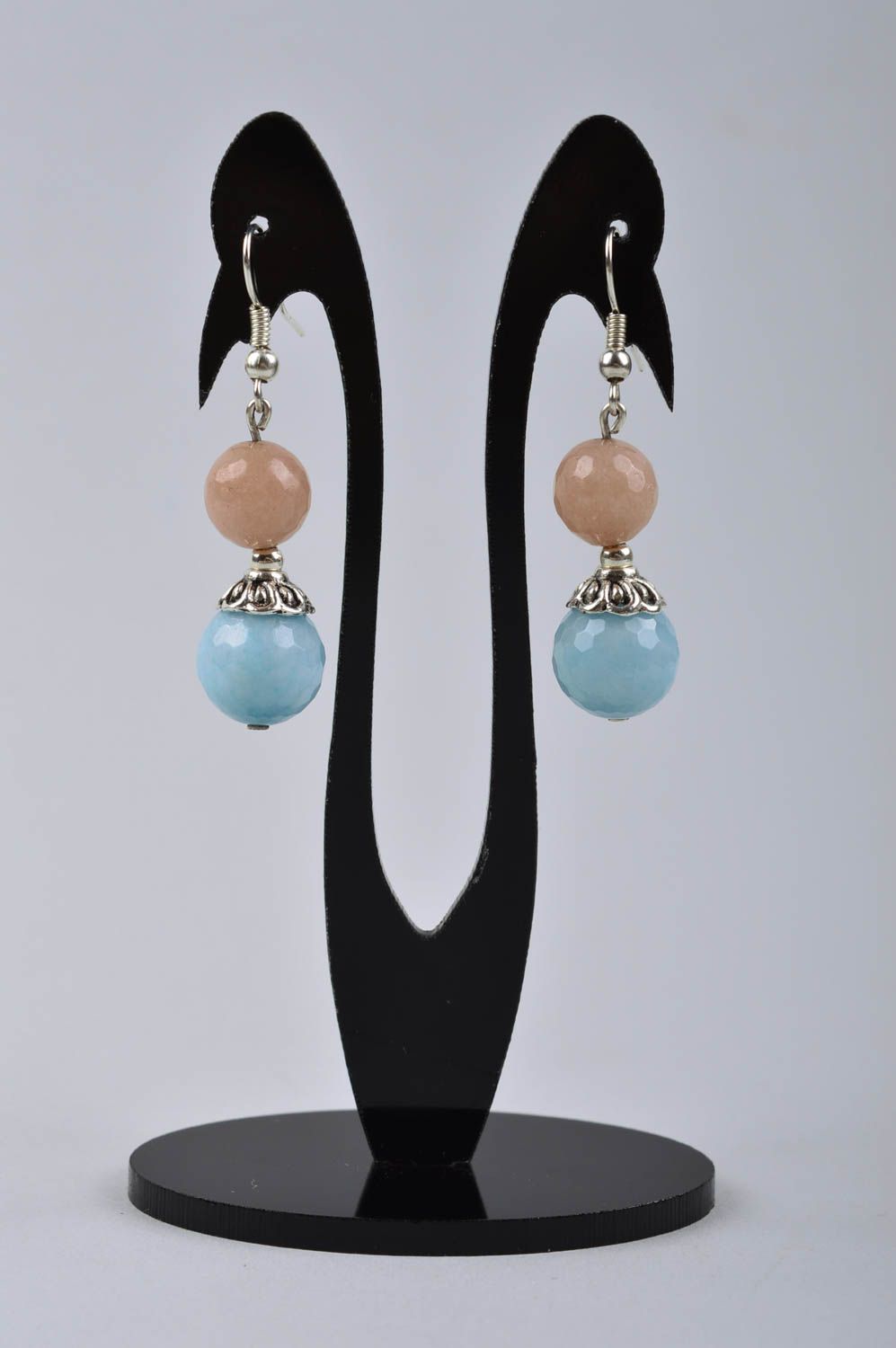 Handmade earrings agate pendant fashion natural stone accessory woman gift idea photo 2
