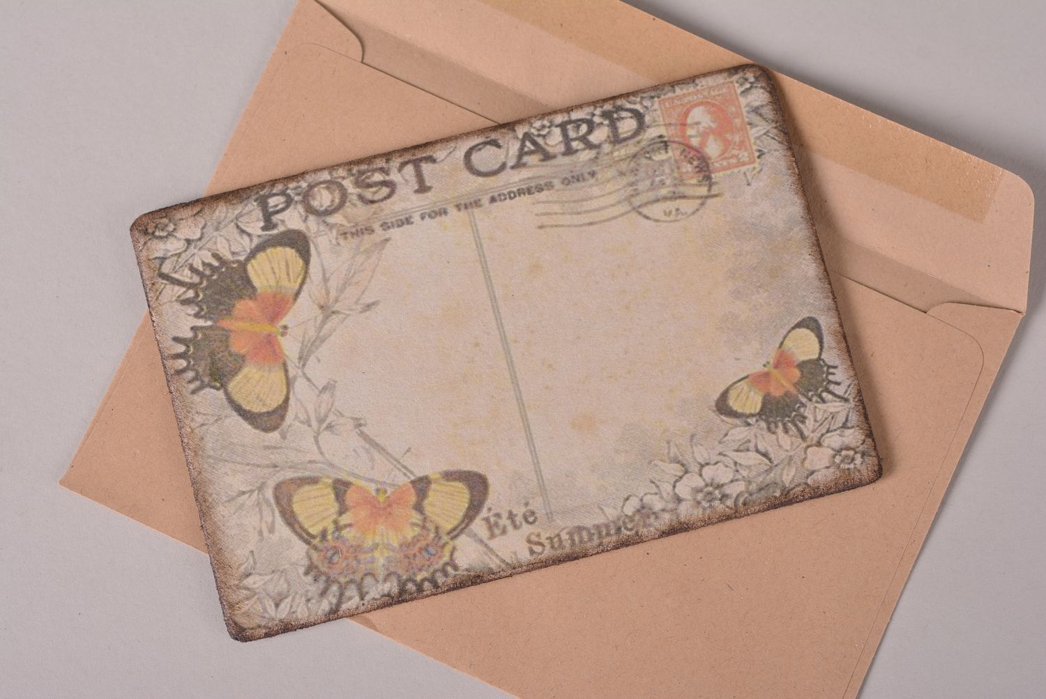 Handgemachte schöne Grusskarte Postkarten Holz Grußkarten Designer einzigartig foto 2