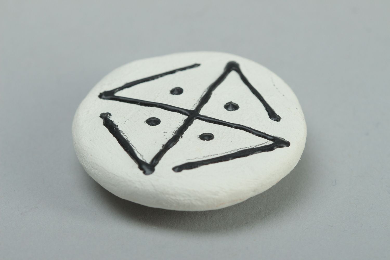 Round polymer clay fridge magnet with swastika Kolovrat photo 2