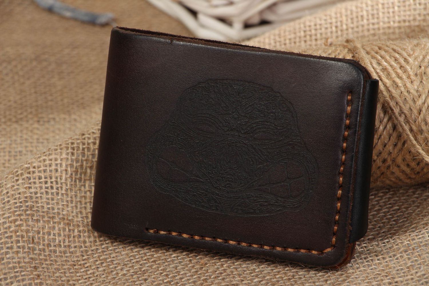 Braunes Portemonnaie aus Leder handmade foto 5