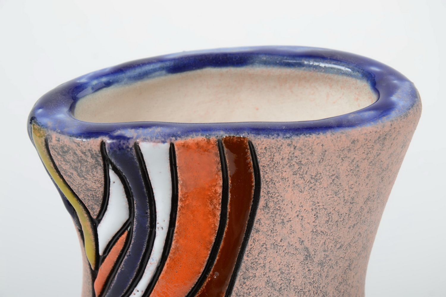 Vase peint de pigments colorés en demi-porcelaine fait main design 1.2 l photo 4