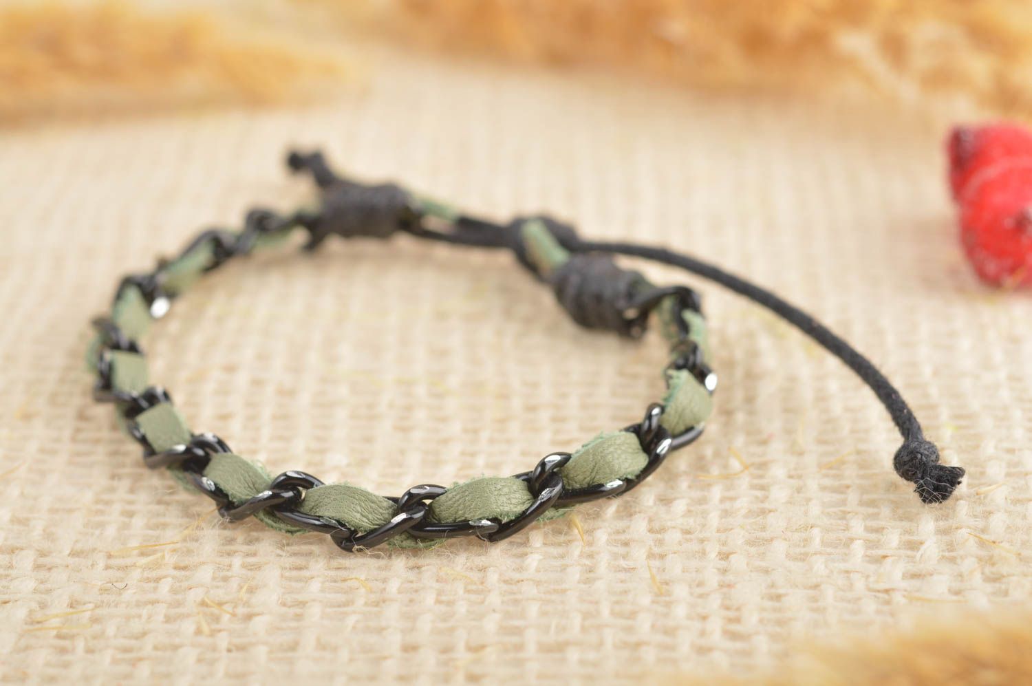 Leather bracelet handmade jewelry chain bracelet souvenir ideas gifts for him photo 1