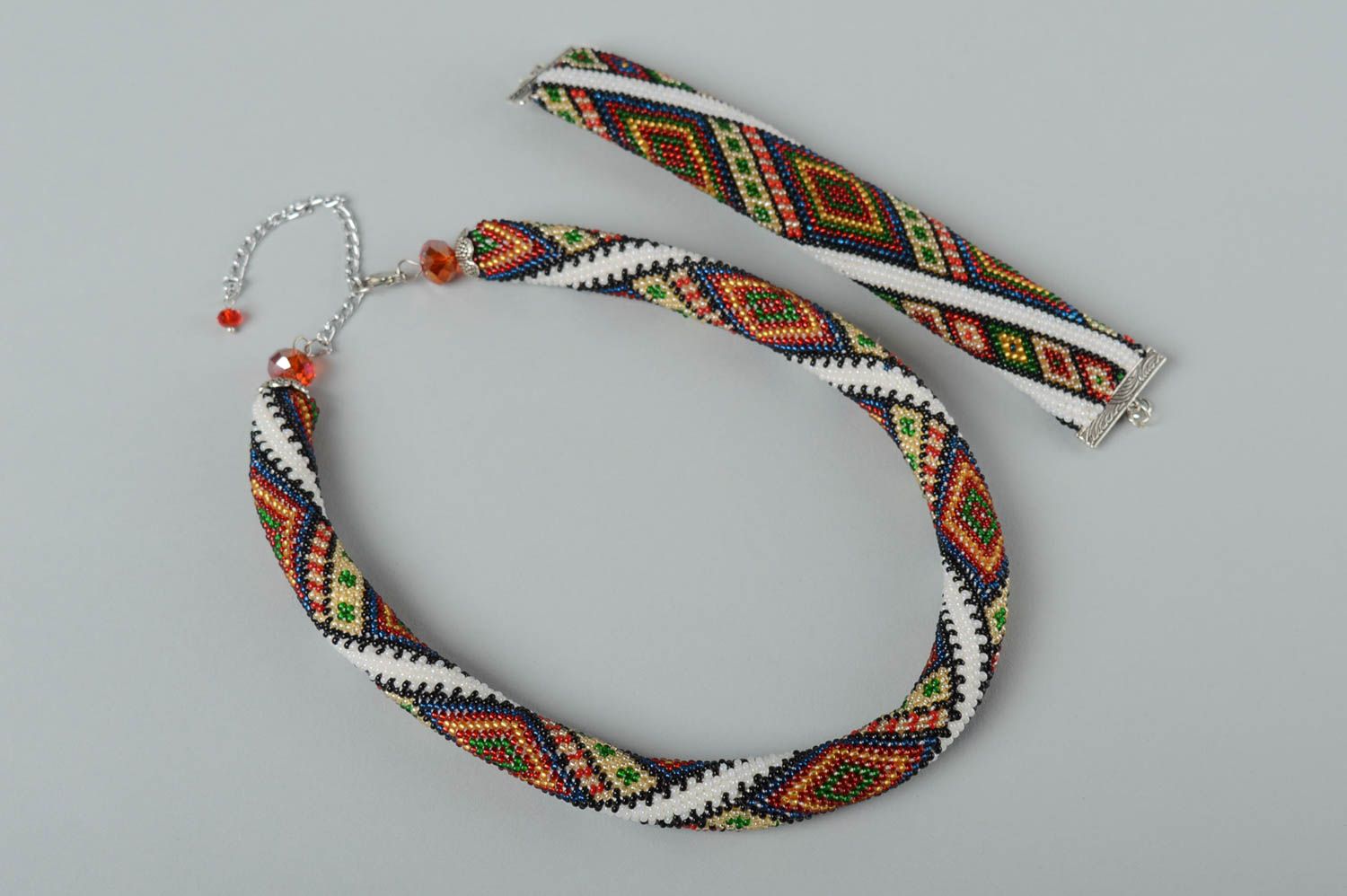 Schmuck Set aus Glasperlen handmade Collier Halskette Damen Armband schön foto 5