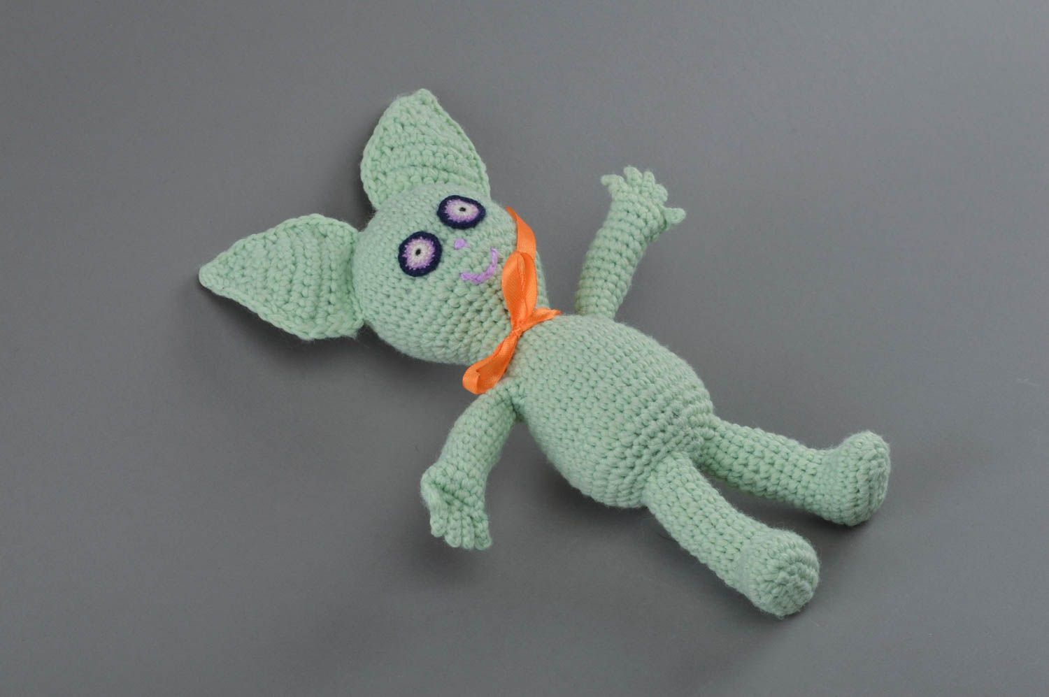 Funny handmade crocheted soft toy Alien soft doll present for children photo 3