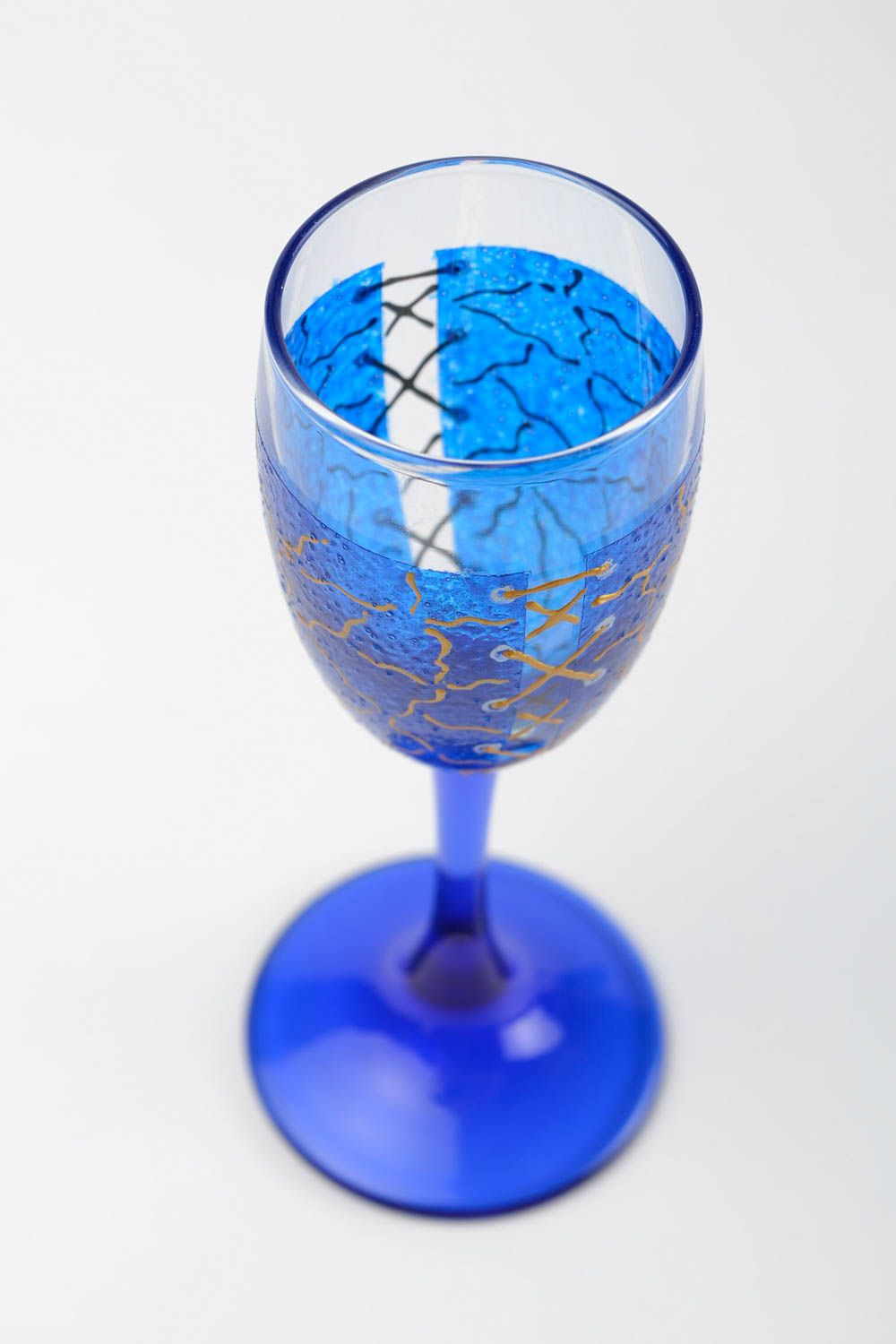 Flûte champagne fait main Verre à vin Service vaisselle 7.3 cl bleue belle photo 3