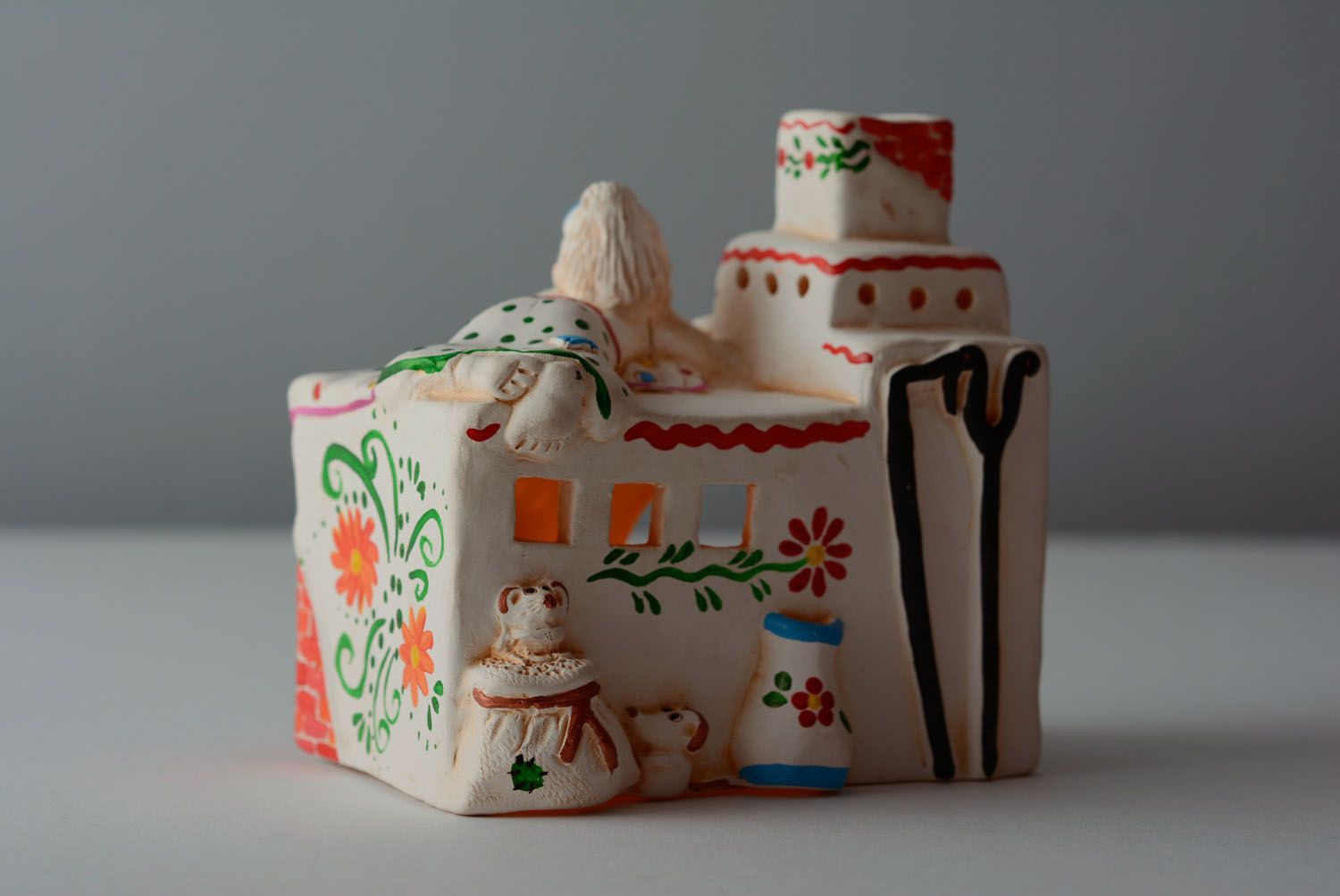 Handmade Kerzenhalter aus Ton Ukrainischer Ofen  foto 5