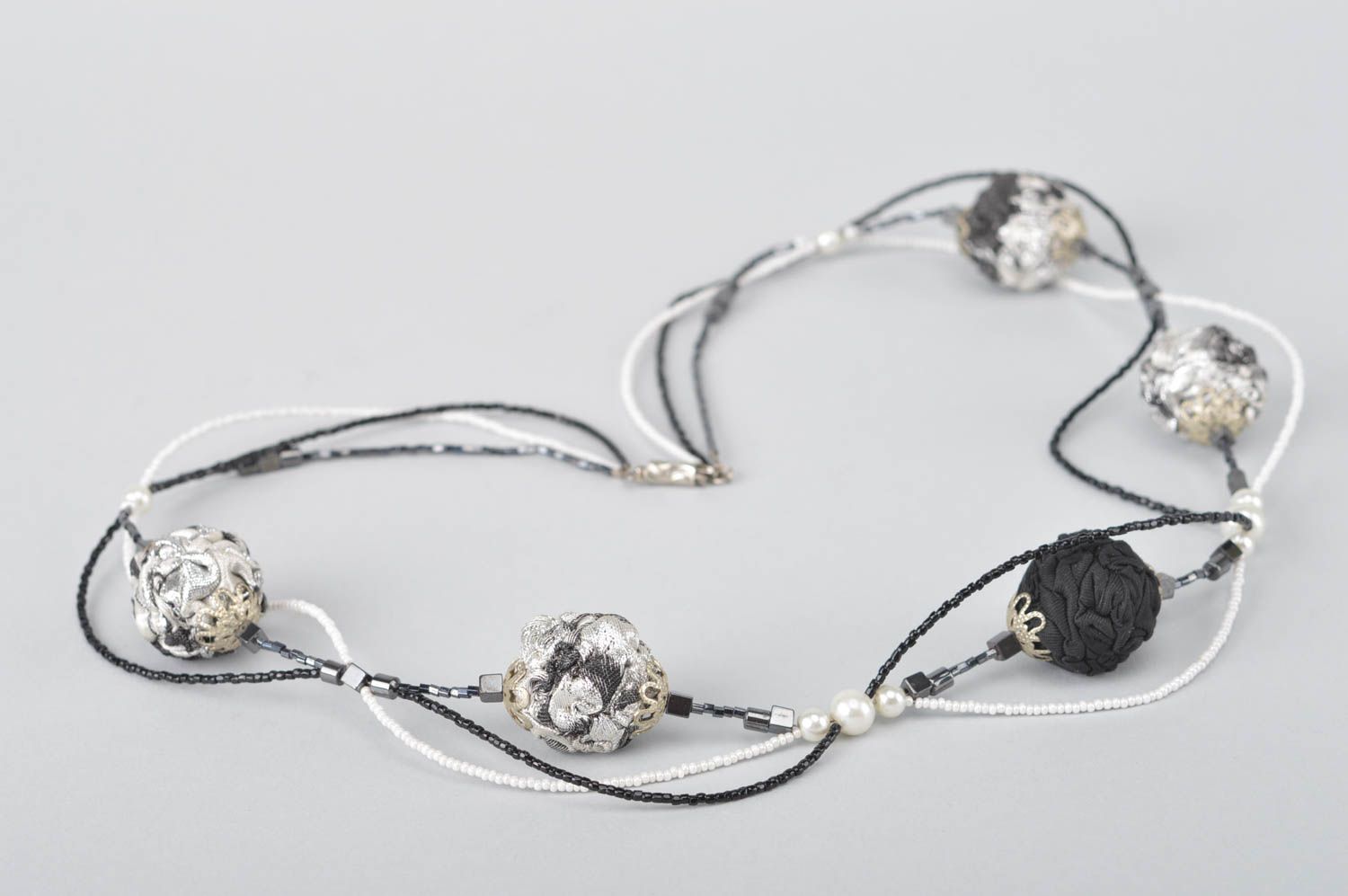 Grey handmade necklace stylish designer necklace beautiful necklace present  photo 3