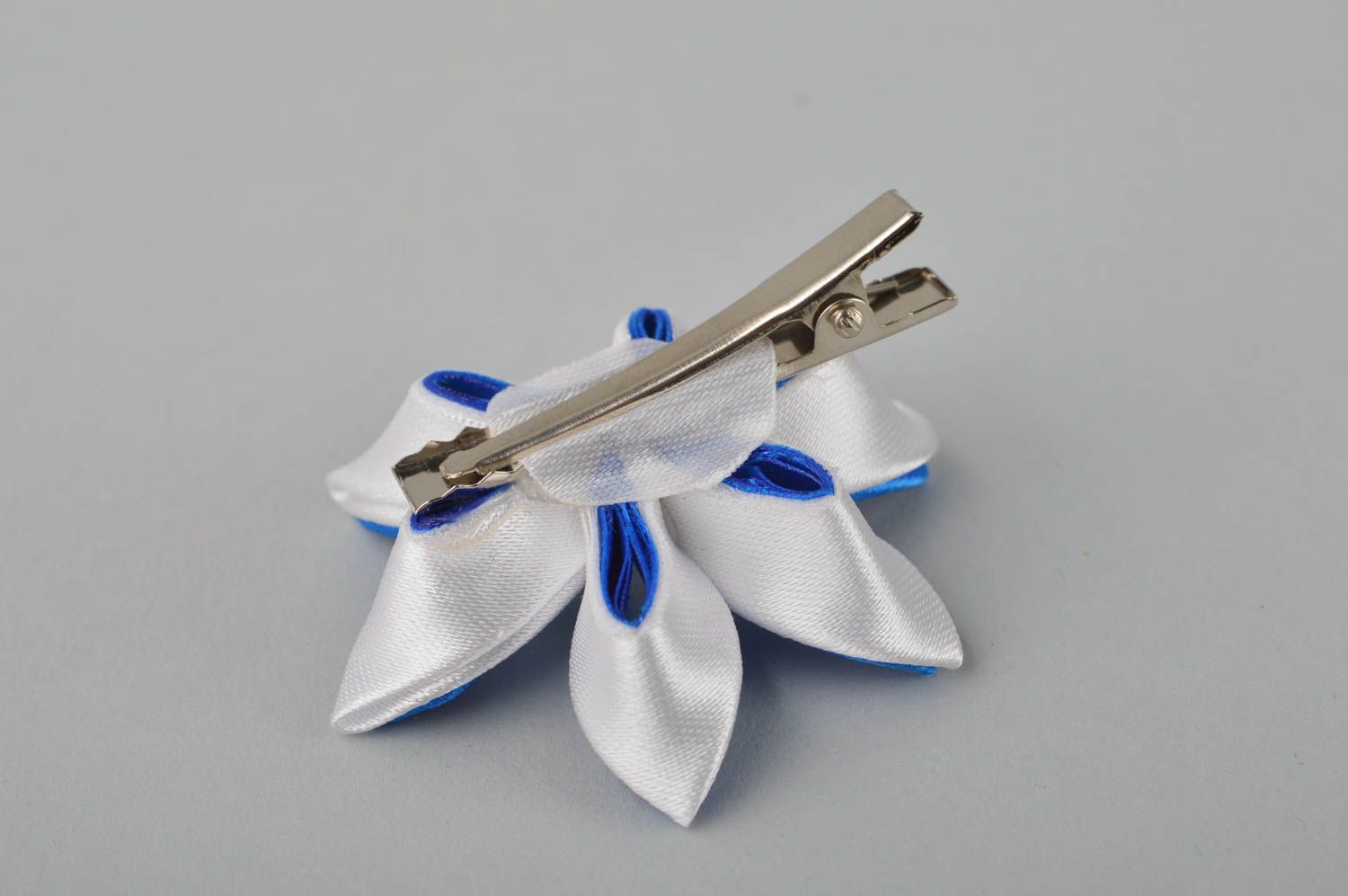 Haar Accessoire handgeschaffen Haarschmuck Blume originell Haar Schmuck blau foto 3