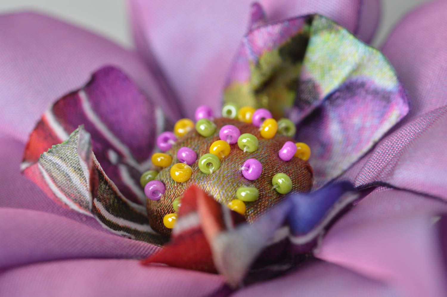 Украшение ручной работы заколка-брошь украшение трансформер Сиреневая орхидея фото 4