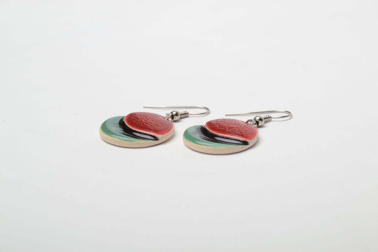 Bright beautiful colorful ceramic earrings photo 4