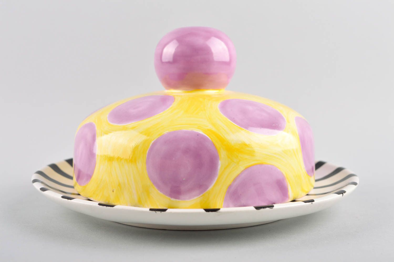 Кухонная посуда керамика ручной работы посуда для десертов пирожница яркая фото 2