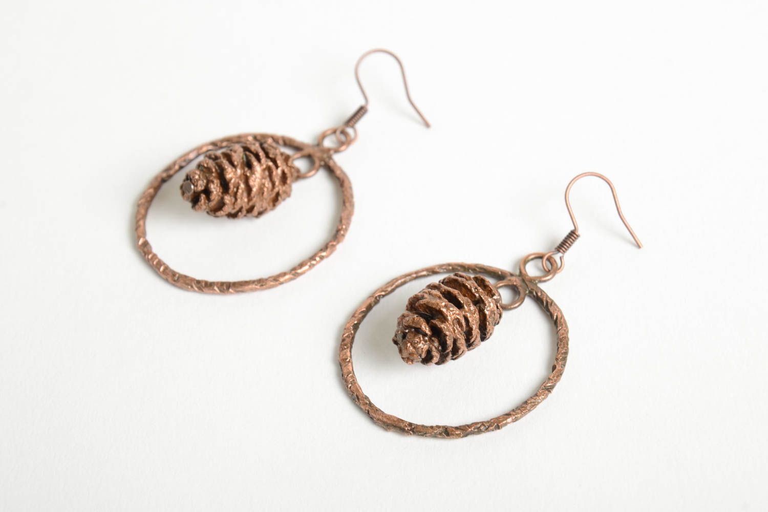 Stylish handmade copper earrings unusual metal earrings fashion accessories photo 2
