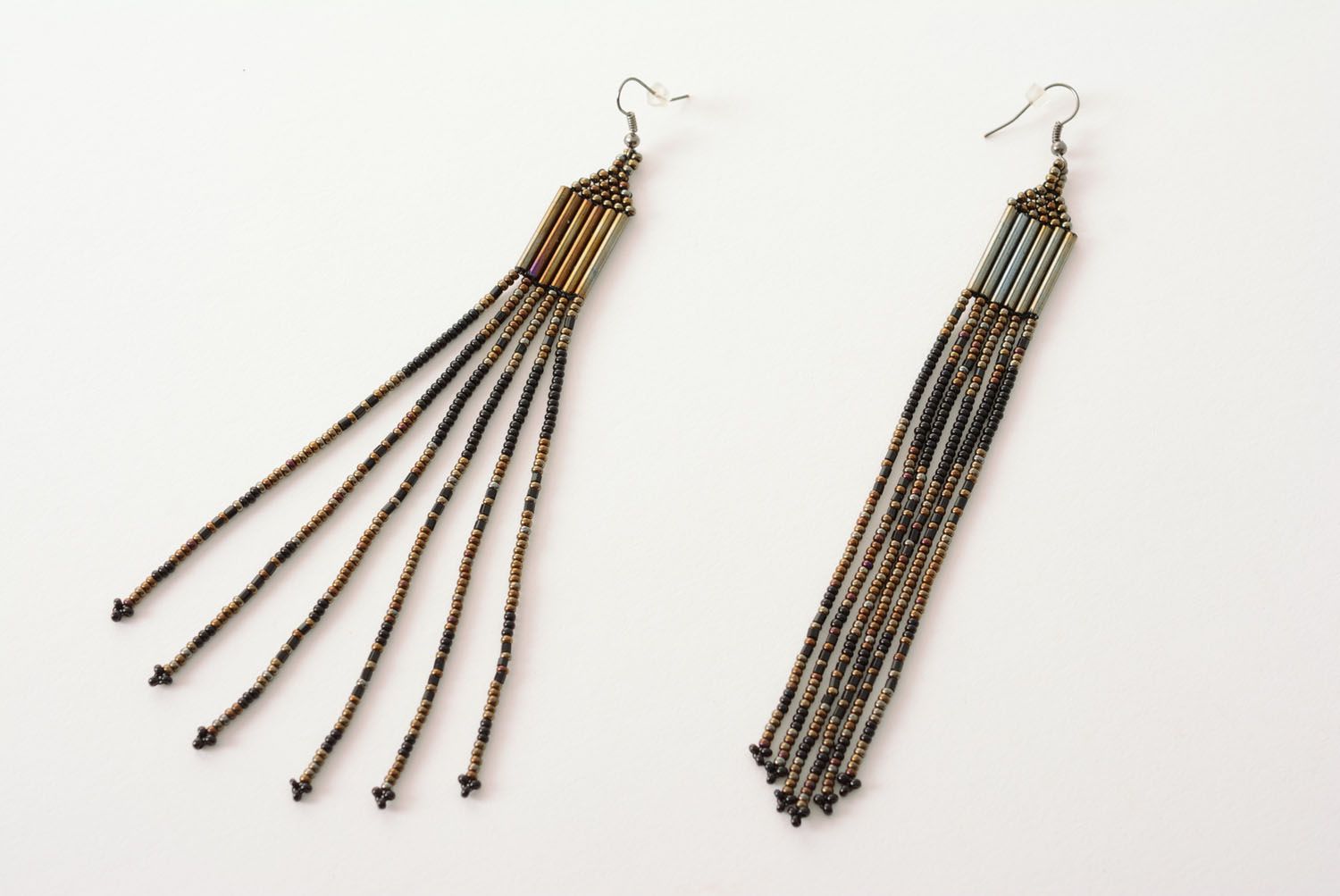 Long earrings with beads photo 1