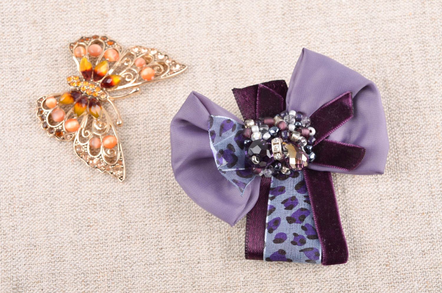 Handmade brooch violet bow brooch designer accessories gifts for ladies photo 1