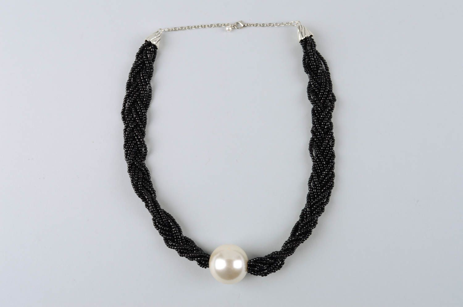 Collar de abalorios y una perla grande bisutería artesanal regalo original foto 2