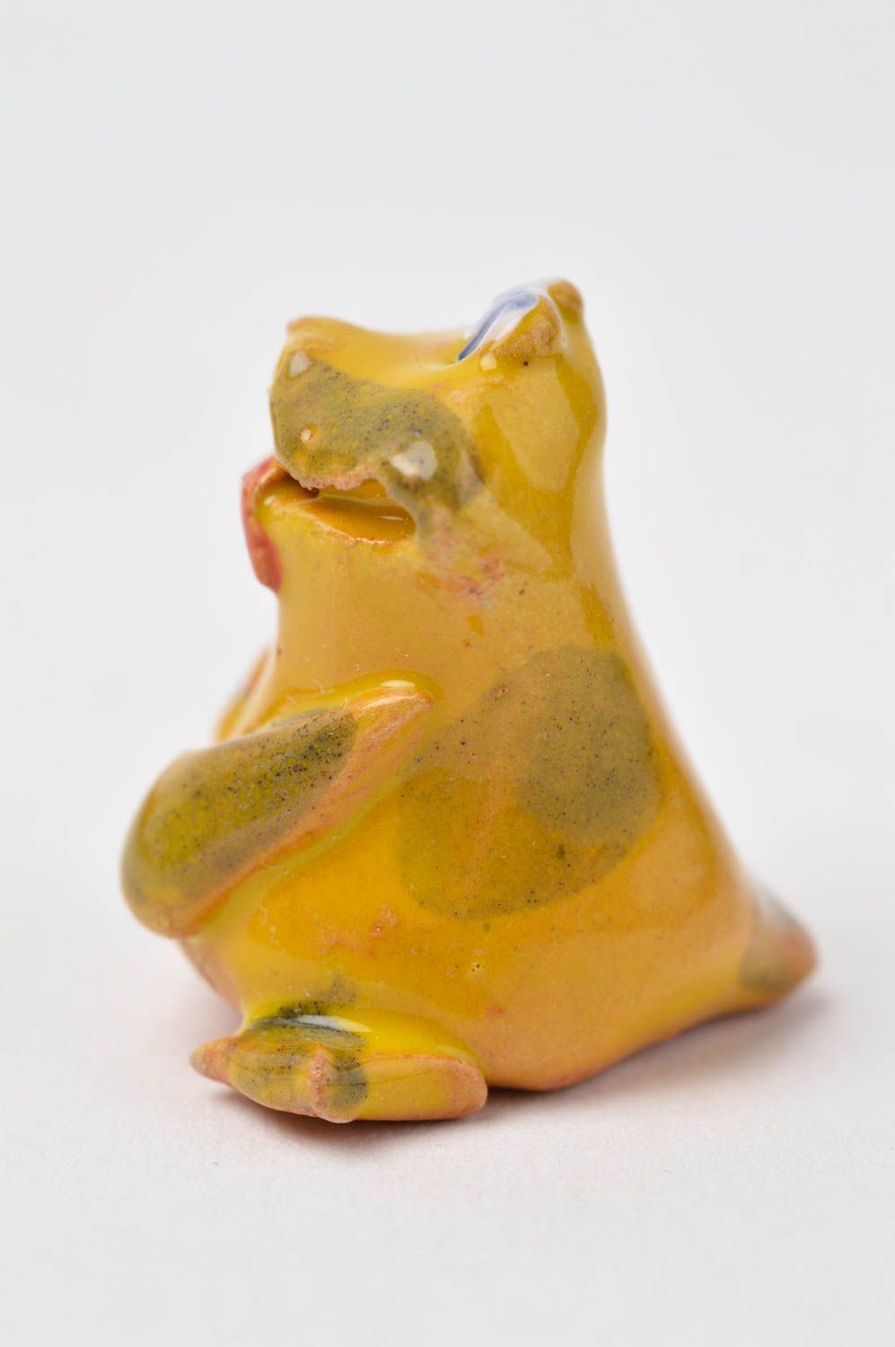 Frosch Keramik Deko Figur aus Ton handgemachte Tier Statue Miniatur Figur bemalt foto 7