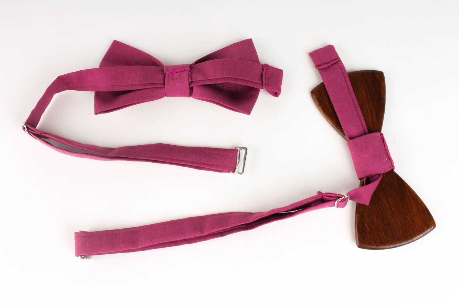Handmade set of bow ties 2 unusual designer bow ties stylish accessories photo 2