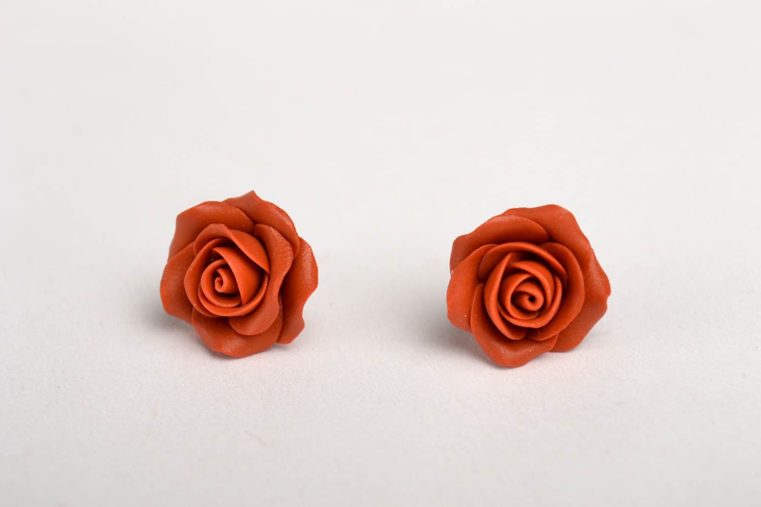 Украшение ручной работы чайные розы серьги из полимерной глины серьги гвоздики фото 2