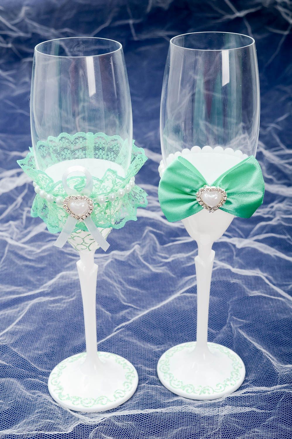 Handmade glasses designer wedding glasses unusual glasses wedding table decor photo 1