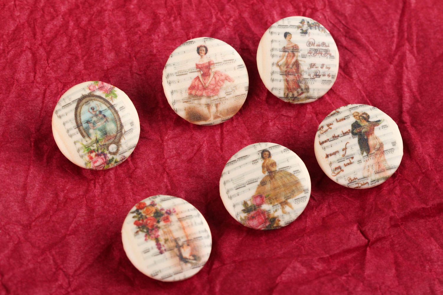 Handmade designer buttons unusual fittings for sewing 6 elegant buttons photo 1