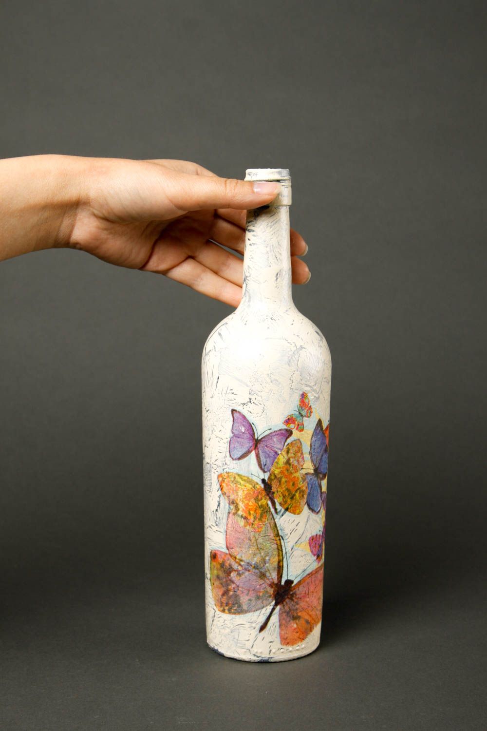 Handmade decorative bottle decorative glass bottle decoupage bottle home decor photo 2