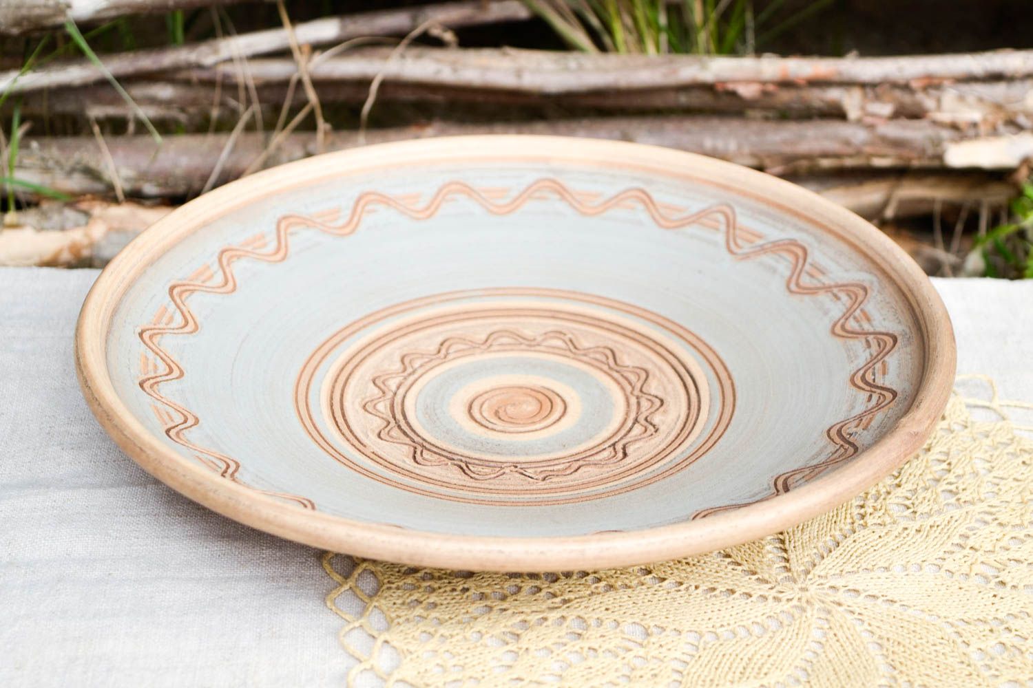 Handmade designer dishware unusual painted ceramic plate beautiful plate photo 1