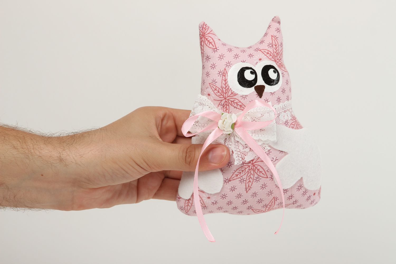 Сова мягкая игрушка хэнд мейд текстильная игрушка розовая декоративная игрушка фото 5