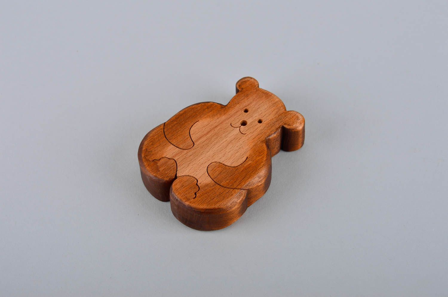 Деревянная игрушка мишка ручной работы игрушка фигурка животного маленькая фото 5