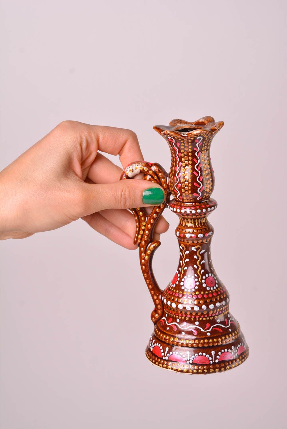 Handgefertigt Deko Kerzenhalter Teelichthalter aus Ton Kerzenhalter Keramik  foto 2