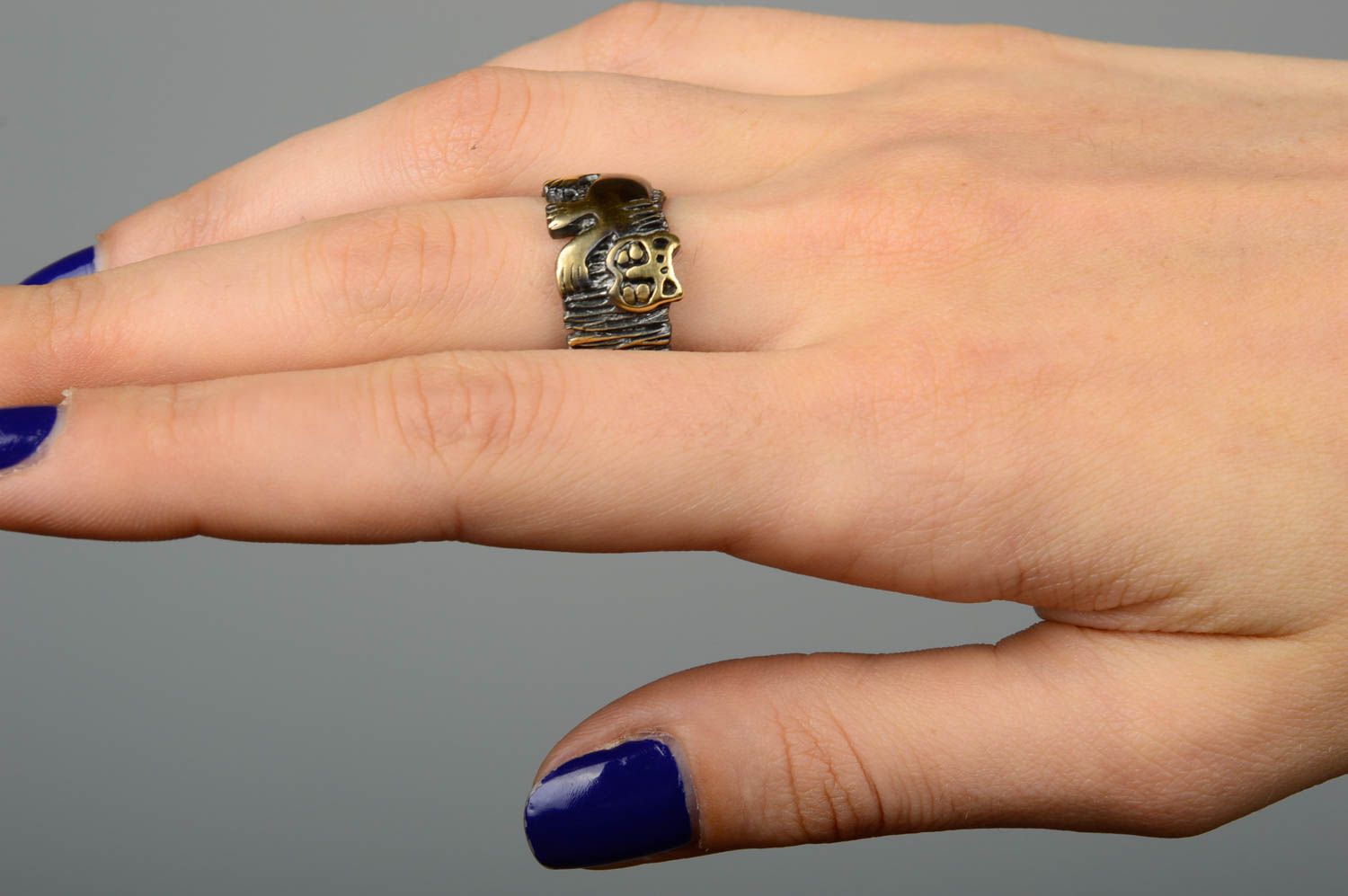 Bronze Ring handmade Designer Accessoire Ring Damen Geschenk Ideen mit Stein foto 2