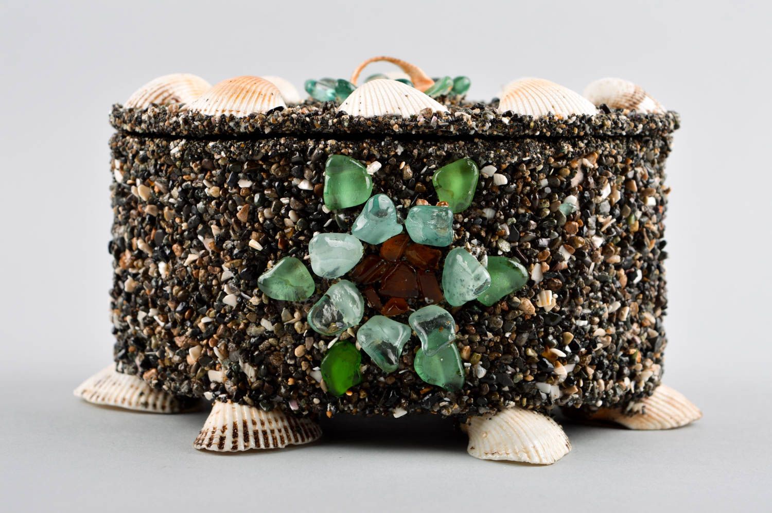 Handmade jewelry box beautiful decorative table box with shells unusual present photo 1