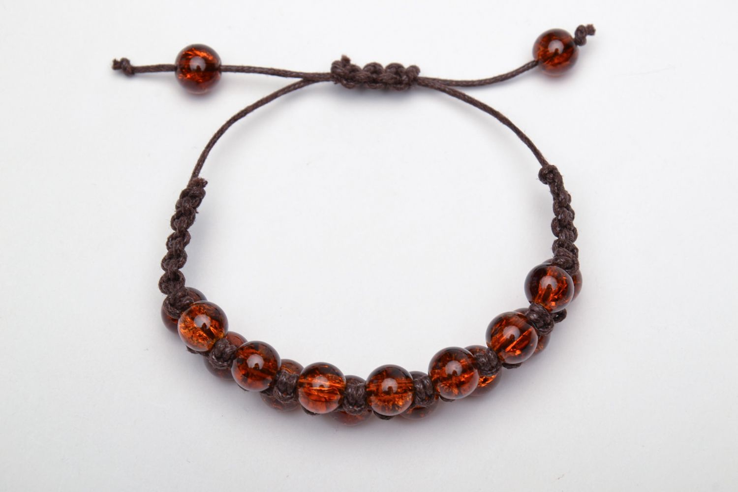 Bracelet tressé en perles de plastique de couleur d'ambre pour femme fait main photo 2
