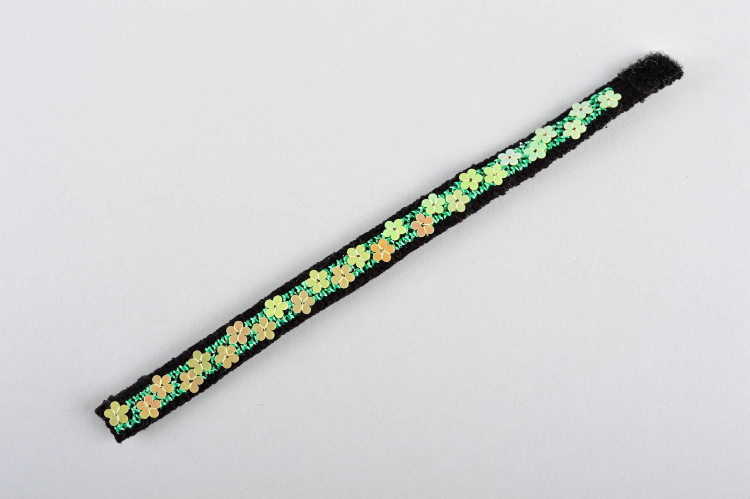 Handmade black bracelet embroidered jewelry textile wrist bracelet gift photo 4