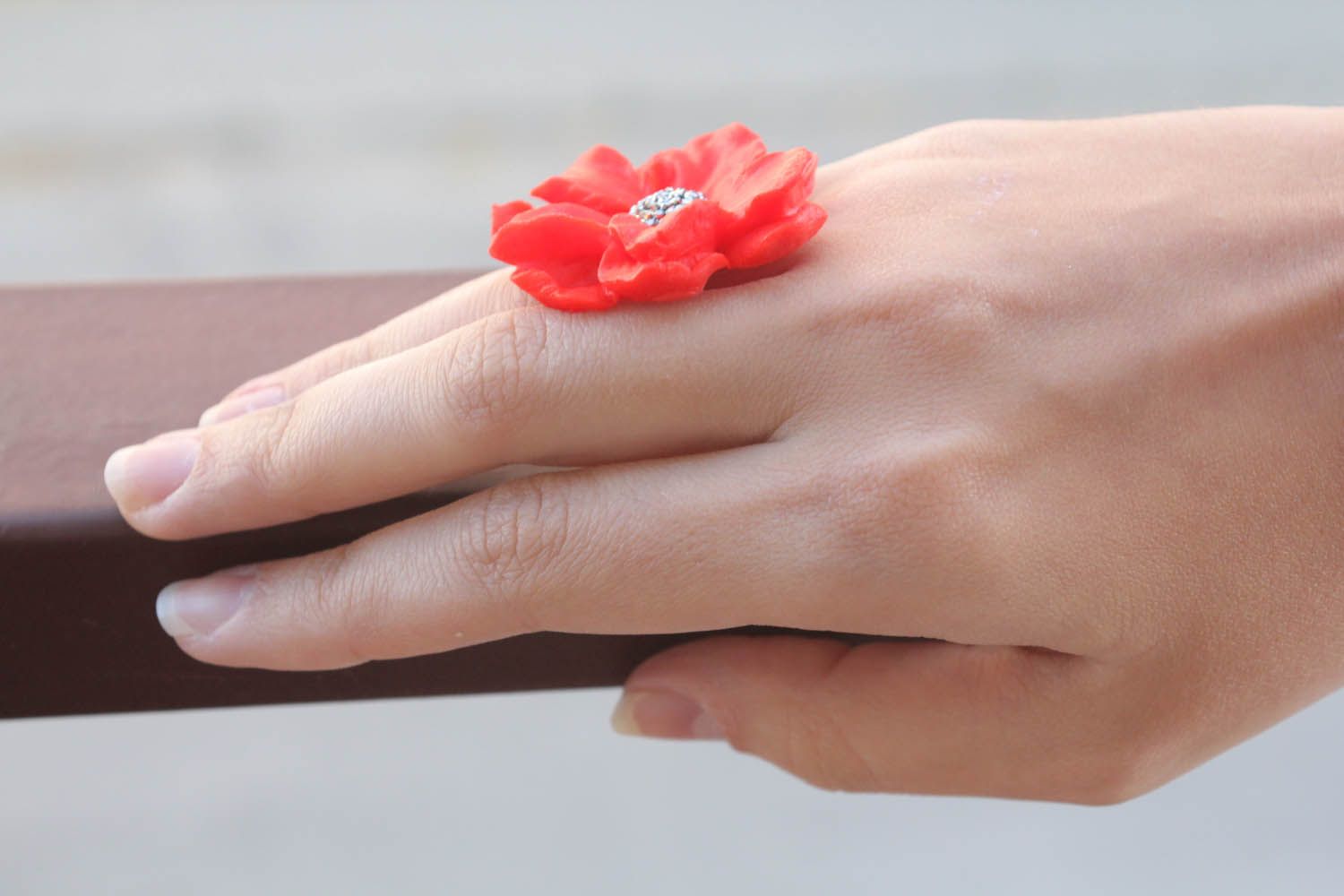 Ring aus Polymerton Blume foto 1