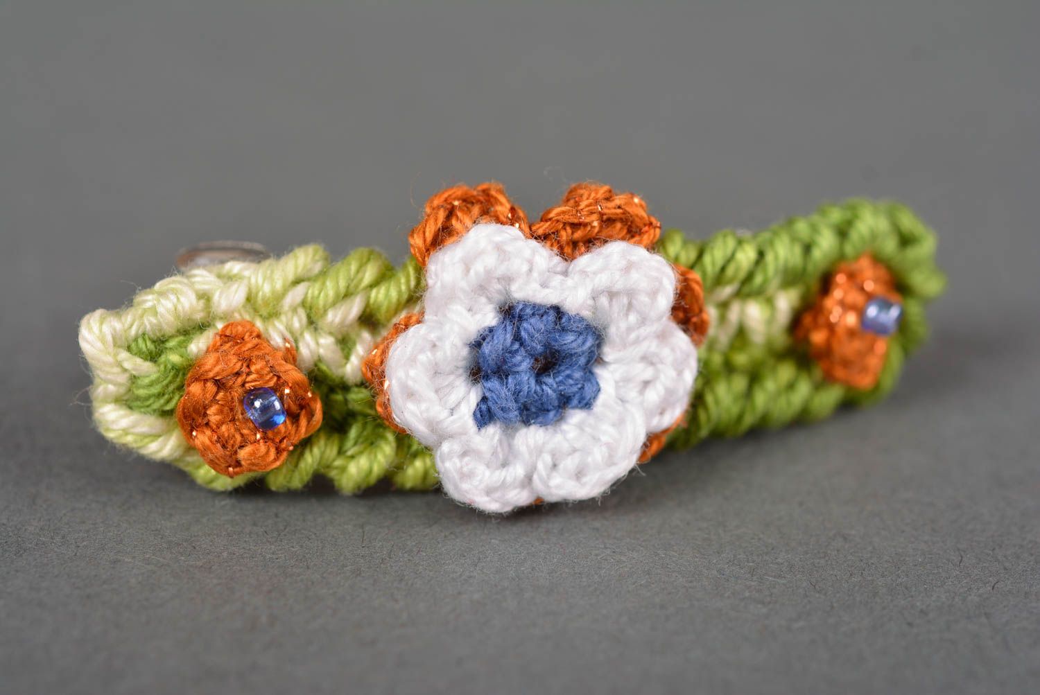 Handmade barrette crocheted hair clip flower hair accessory for women photo 5