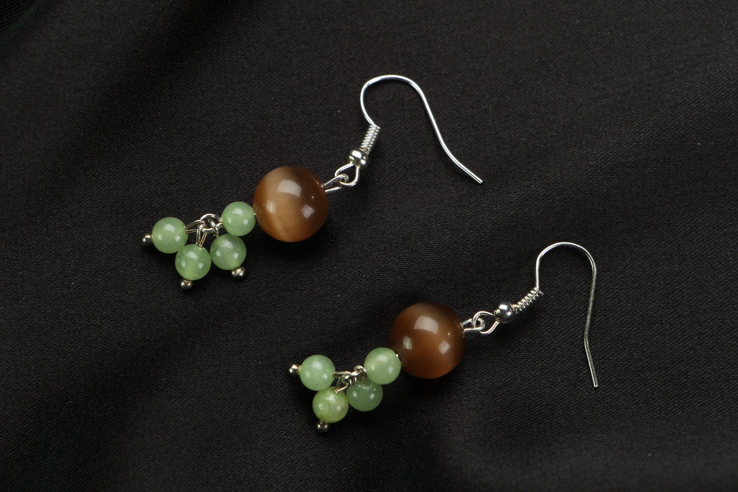 Unusual earrings with natural stones photo 1