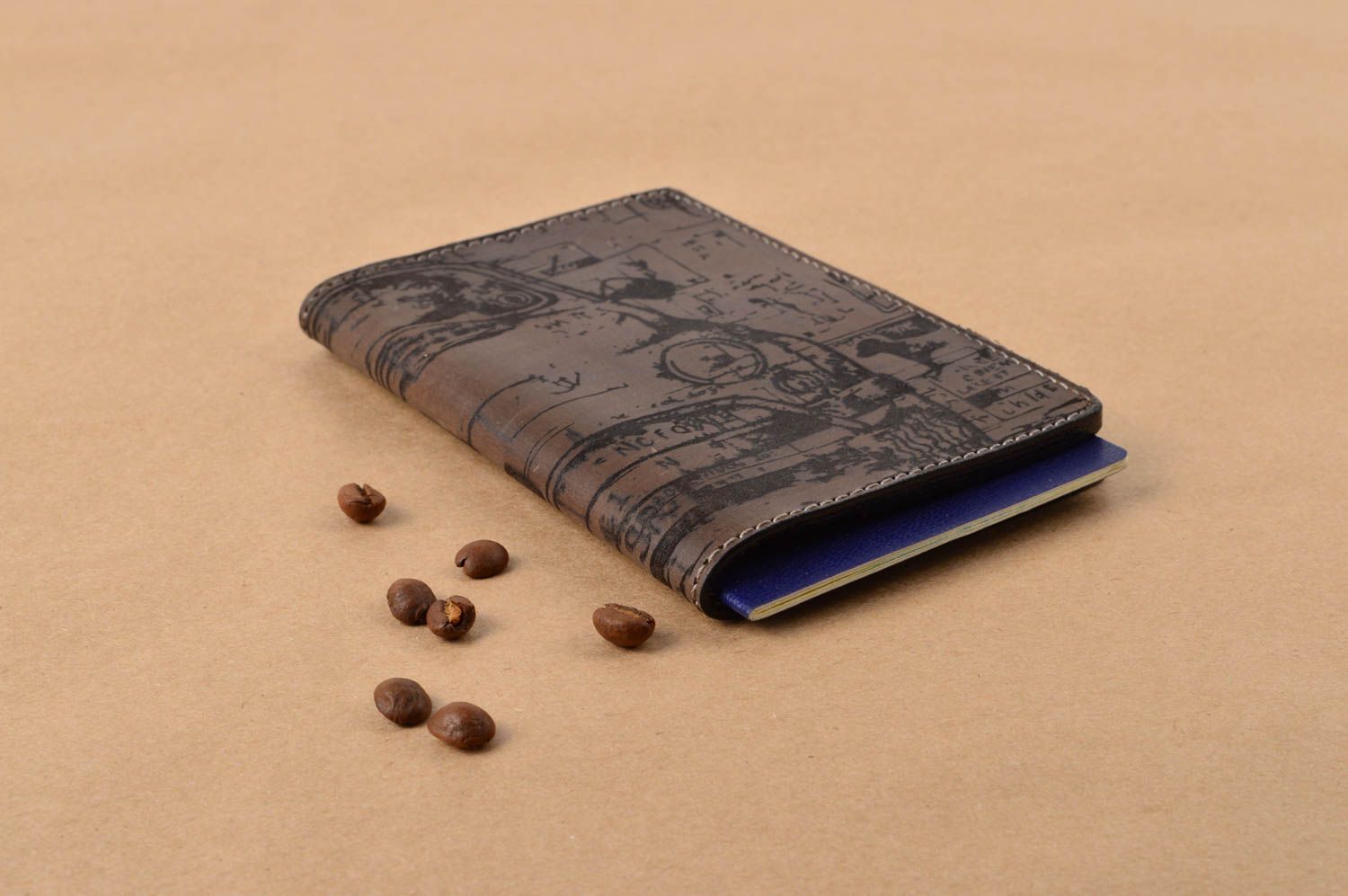 Stylish handmade passport cover leather goods cover for documents small gifts  photo 5