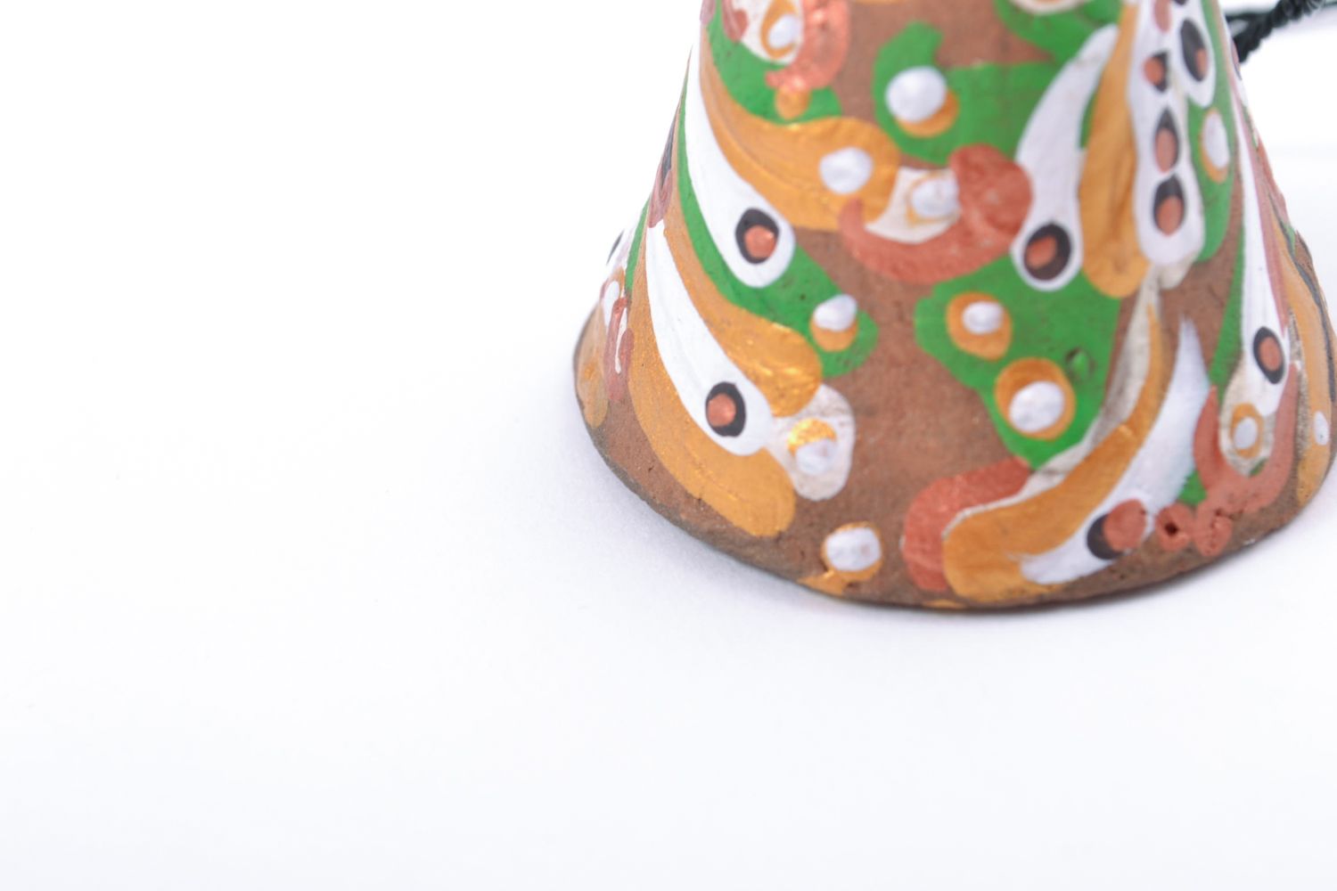 Petite cloche terre cuite multicolore peinte de couleurs acryliques faite main photo 4