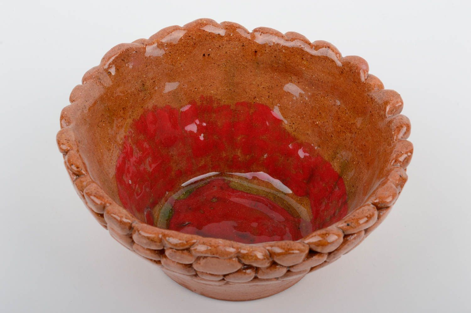 Unusual handmade ceramic bowl clay bowl design kitchen supplies pottery works photo 3