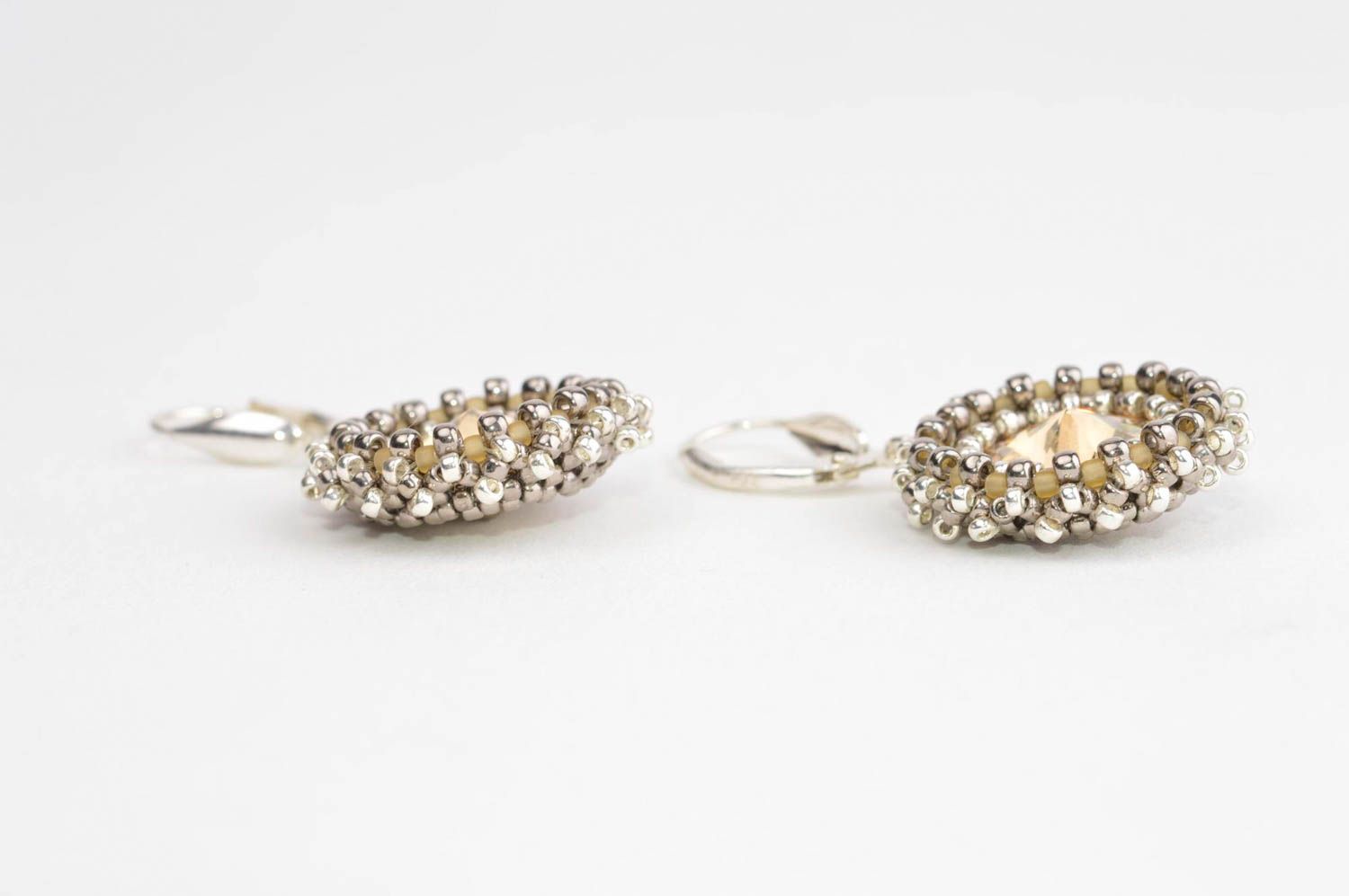 Handmade earrings with rhinestones shiny earrings evening earrings for women photo 4