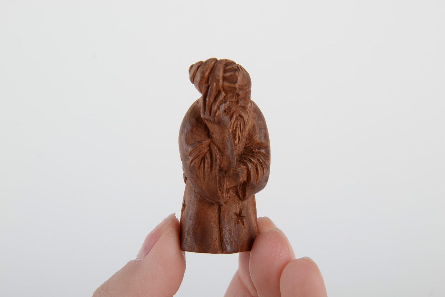 Handmade miniature carved wooden figurine of wise man for interior decoration photo 5