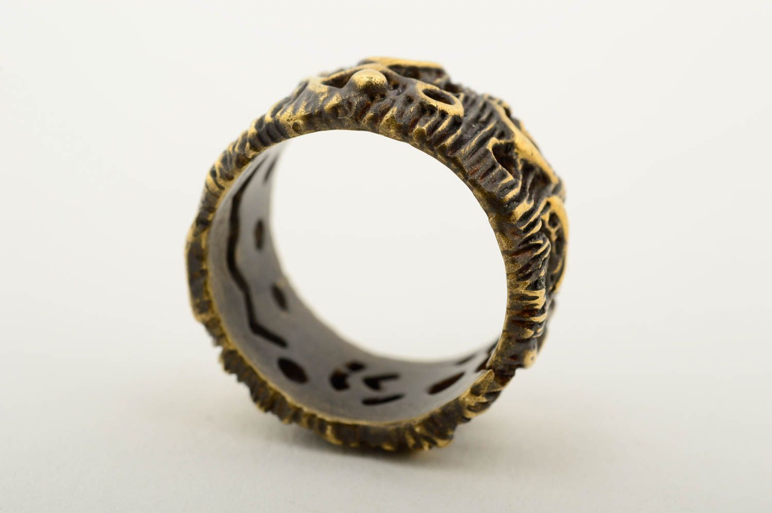 Bronze Ring handgemachter Metall Schmuck Ring am Finger Damen Modeschmuck schön foto 5