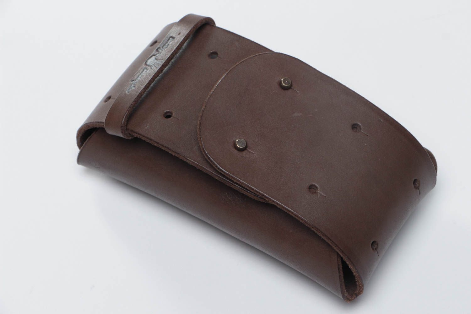 Beautiful stylish handmade brown genuine leather glasses case for men photo 2