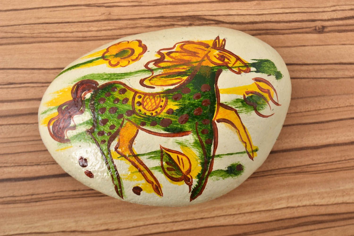 Раскрашенный камень ручной работы морской камень декор для дома лошадь фото 1