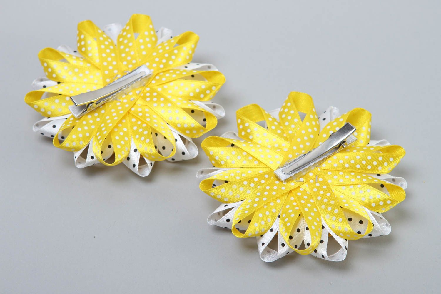 Handmade flower hair clip beautiful barrette 2 pieces kanzashi flower ideas photo 4