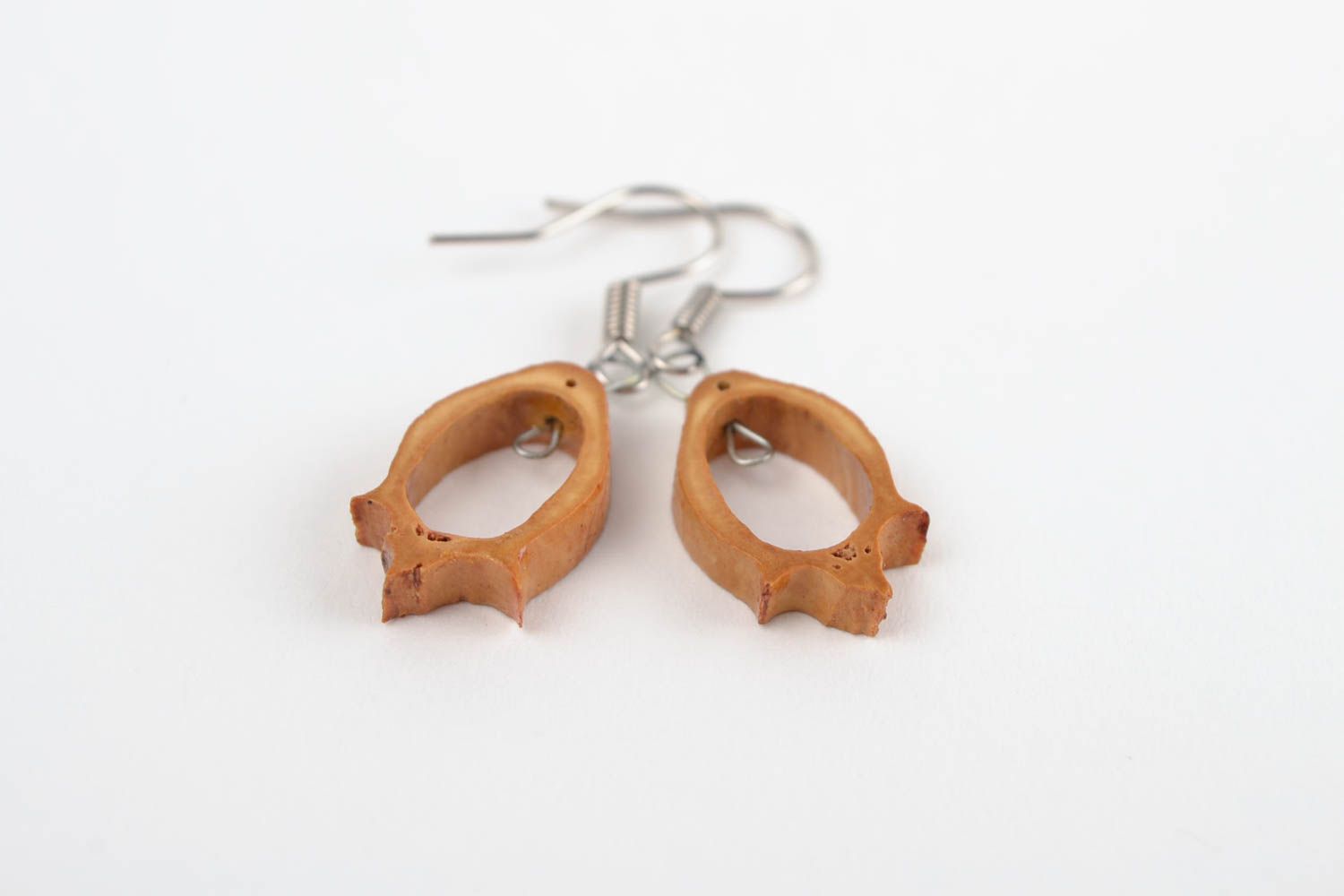 Schmuck handgemacht Ohrringe aus Holz Damen Ohrringe Modeschmuck Ohrringe klein foto 4